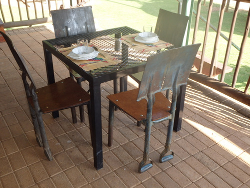 Farm made chair backs, Shovels.